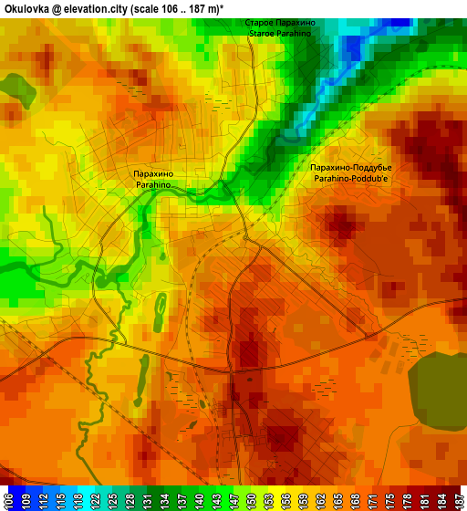 Okulovka elevation map