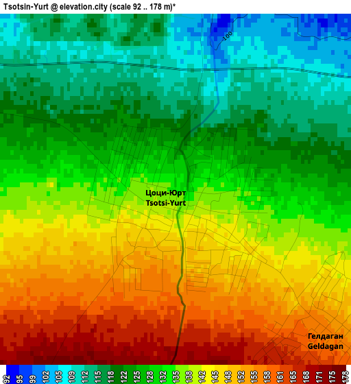 Tsotsin-Yurt elevation map