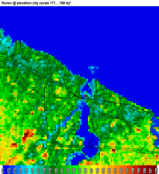 Huron elevation map