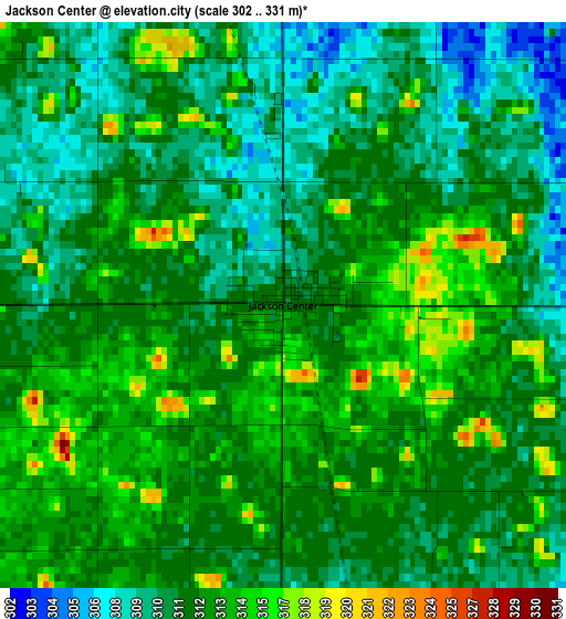 Jackson Center elevation map