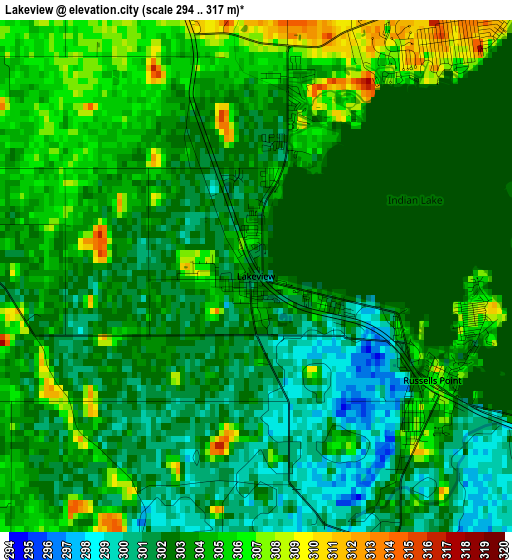 Lakeview elevation map