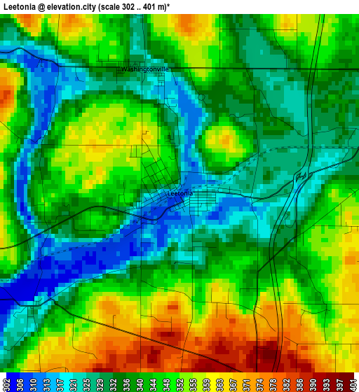 Leetonia elevation map