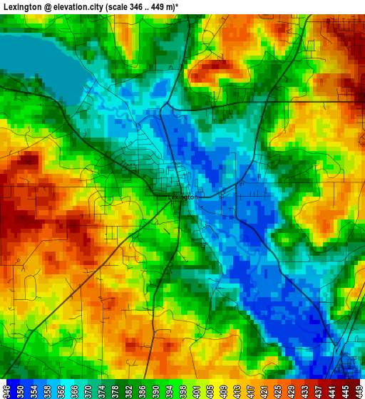 Lexington elevation map