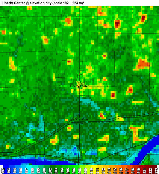 Liberty Center elevation map