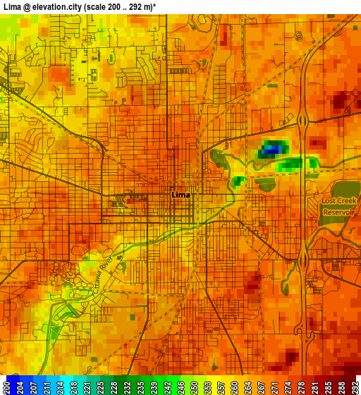 Lima elevation map