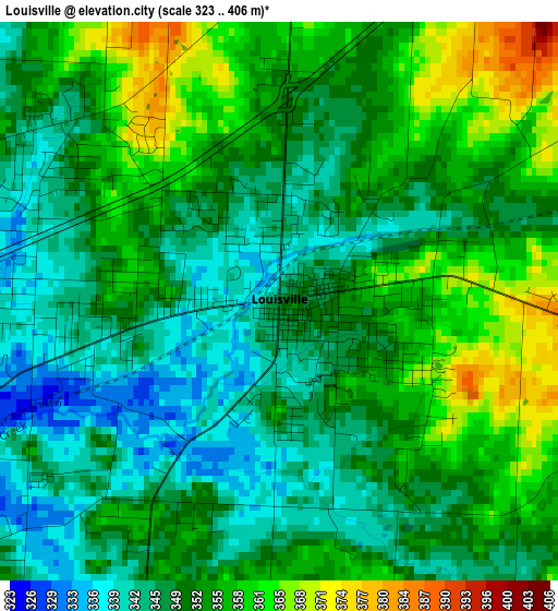 Louisville elevation map