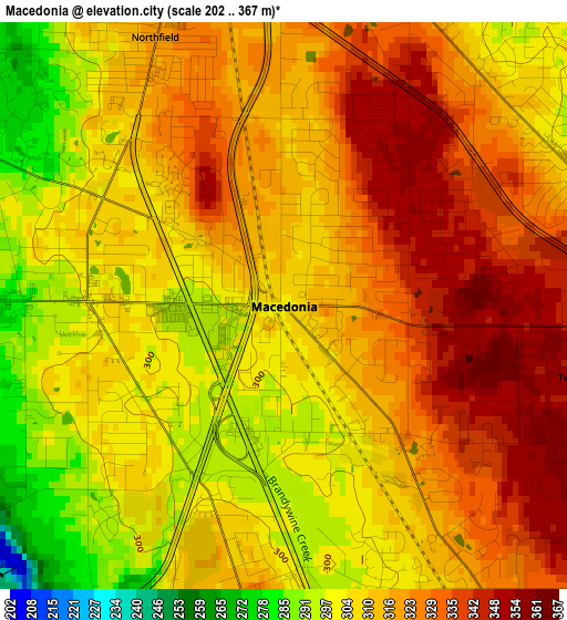 Macedonia elevation map