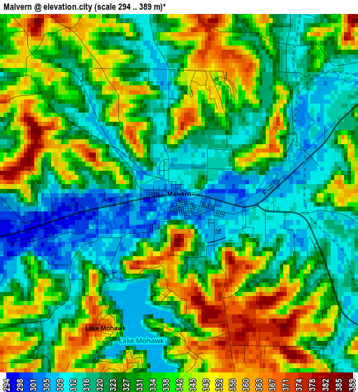 Malvern elevation map