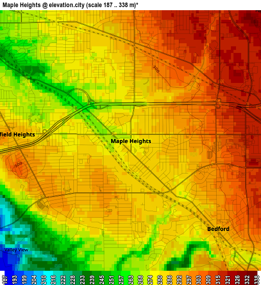 Maple Heights elevation map