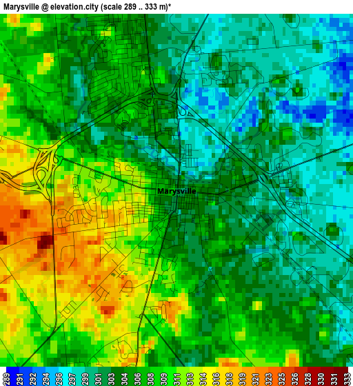 Marysville elevation map