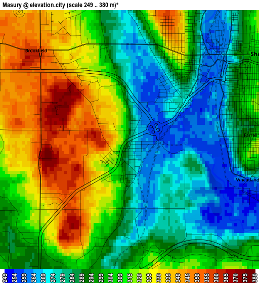 Masury elevation map