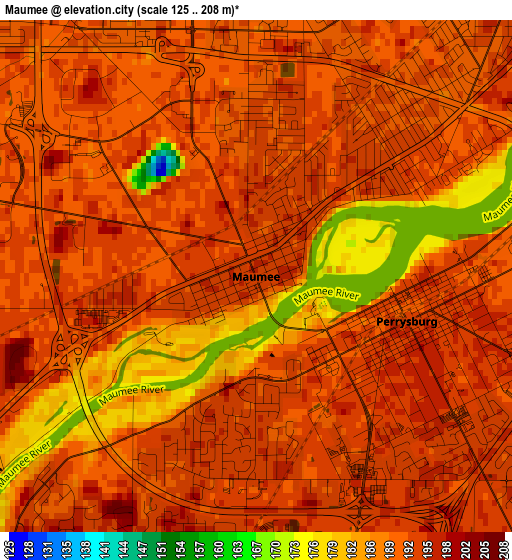 Maumee elevation map