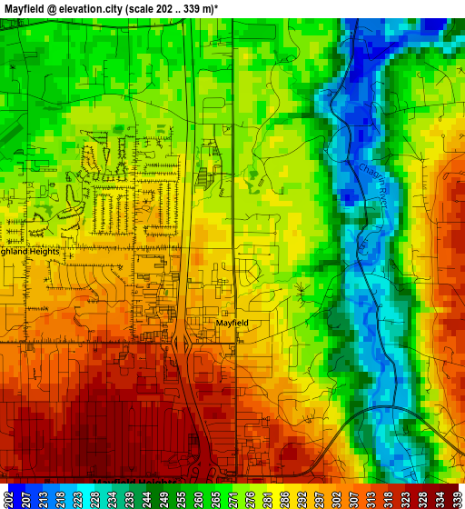 Mayfield elevation map