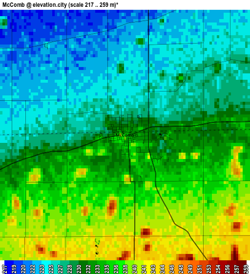 McComb elevation map