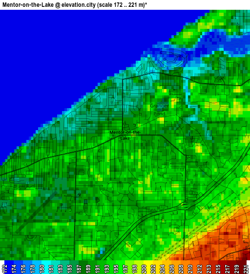 Mentor-on-the-Lake elevation map