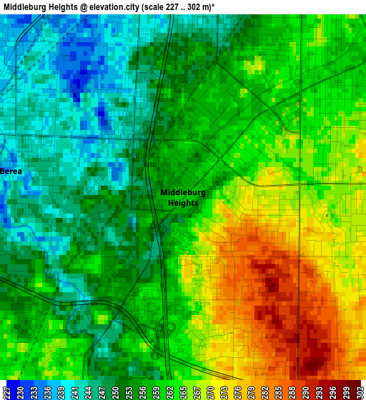 Middleburg Heights elevation map