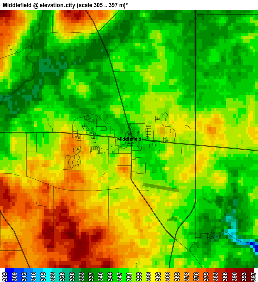 Middlefield elevation map