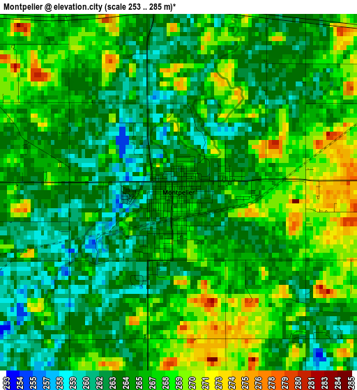 Montpelier elevation map