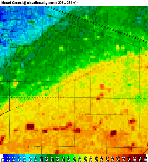 Mount Carmel elevation map