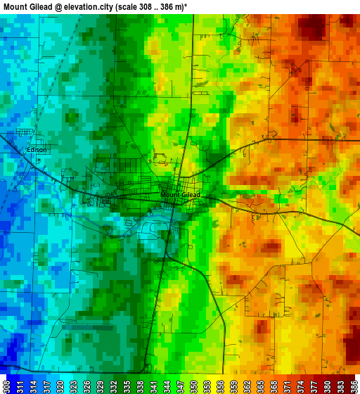 Mount Gilead elevation map