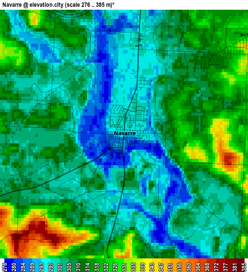 Navarre elevation map