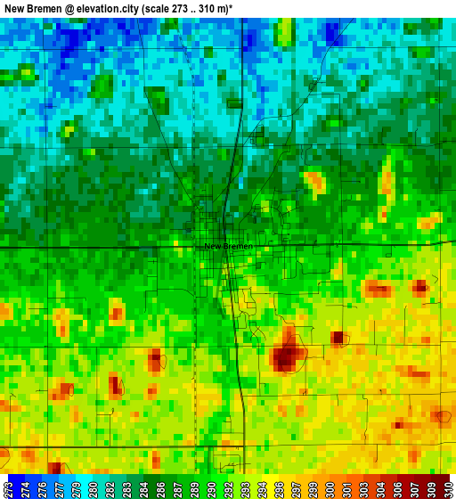 New Bremen elevation map