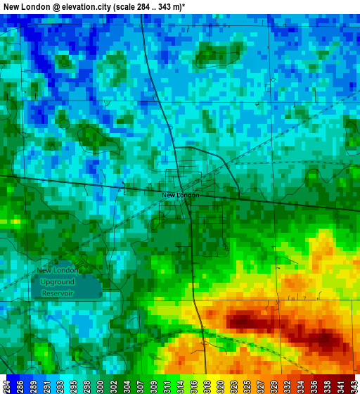 New London elevation map