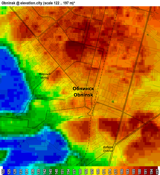 Obninsk elevation map