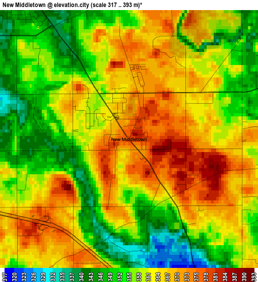 New Middletown elevation map