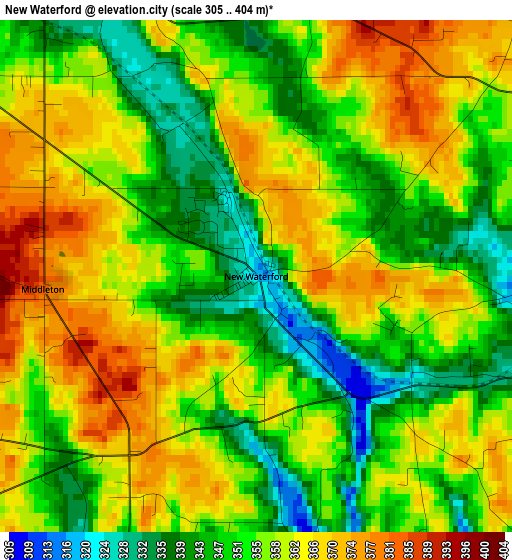 New Waterford elevation map