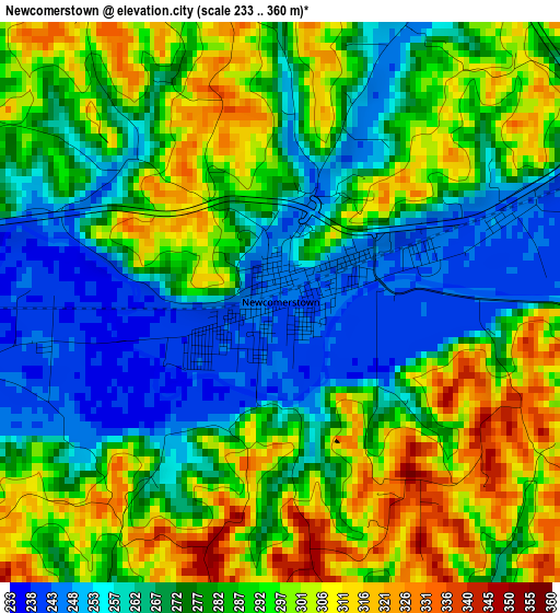 Newcomerstown elevation map