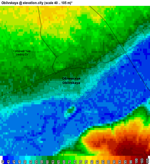 Oblivskaya elevation map