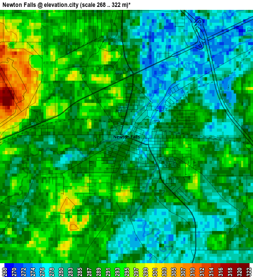 Newton Falls elevation map