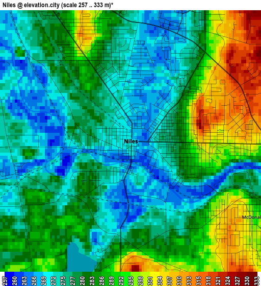 Niles elevation map