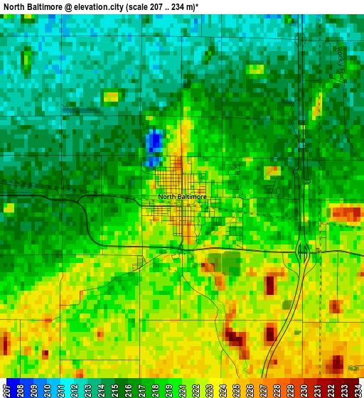 North Baltimore elevation map