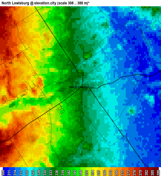 North Lewisburg elevation map