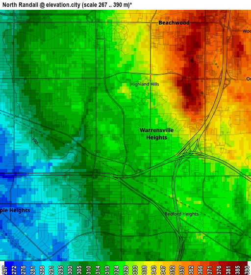 North Randall elevation map