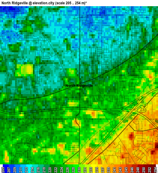 North Ridgeville elevation map