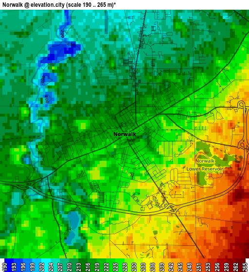 Norwalk elevation map