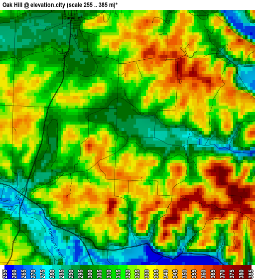 Oak Hill elevation map