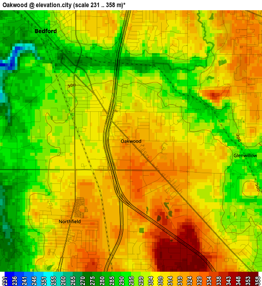 Oakwood elevation map