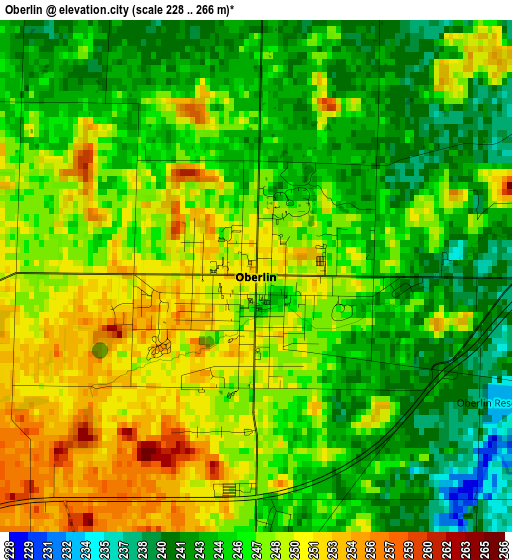 Oberlin elevation map