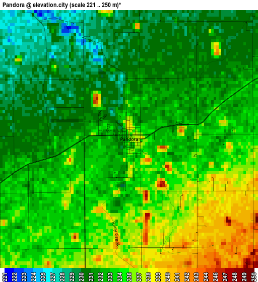 Pandora elevation map