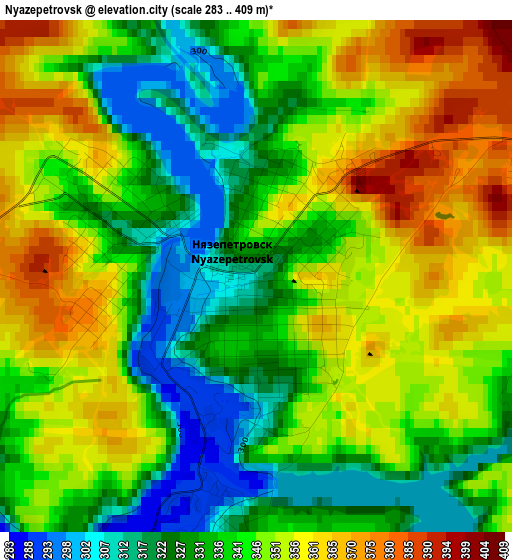 Nyazepetrovsk elevation map