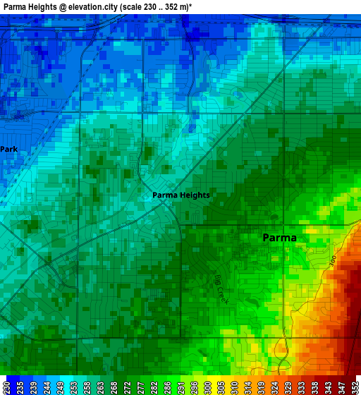 Parma Heights elevation map