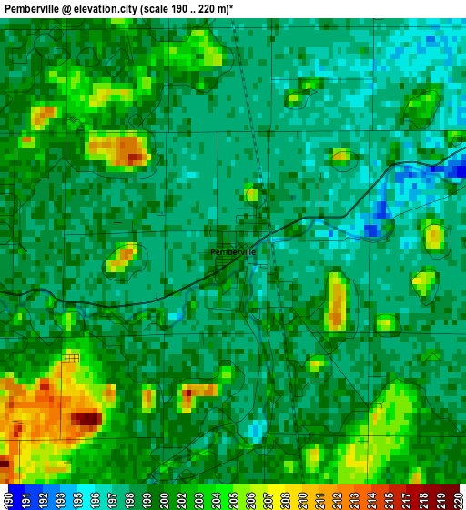 Pemberville elevation map