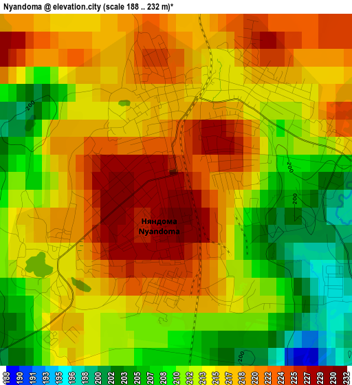 Nyandoma elevation map