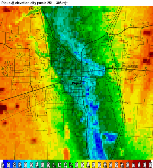 Piqua elevation map