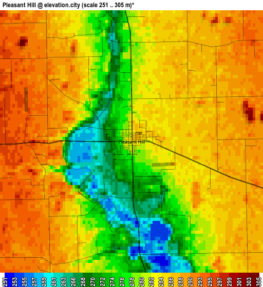 Pleasant Hill elevation map