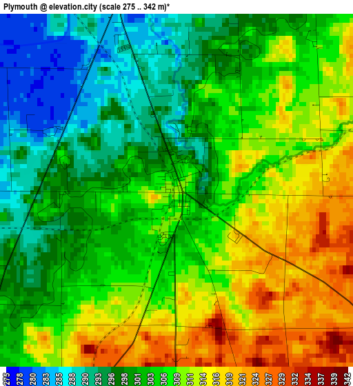 Plymouth elevation map